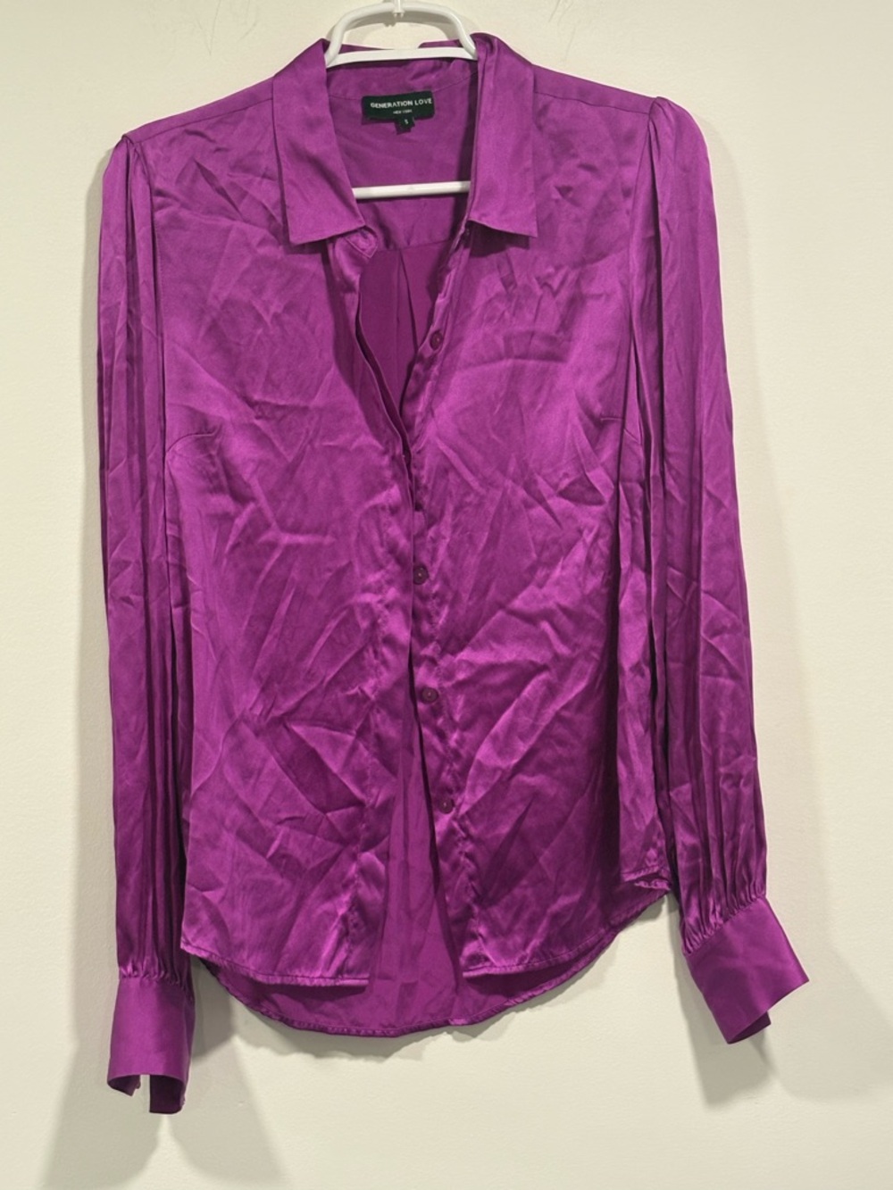 Generation Love Fuchsia Satin Button-Down Shirt